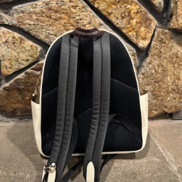 Coach Mini Backpack Brown Signature Canvas with White Leather Trim - Picture 2 of 2